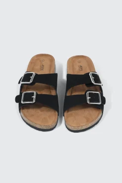 Double Buckle Slide Sandals