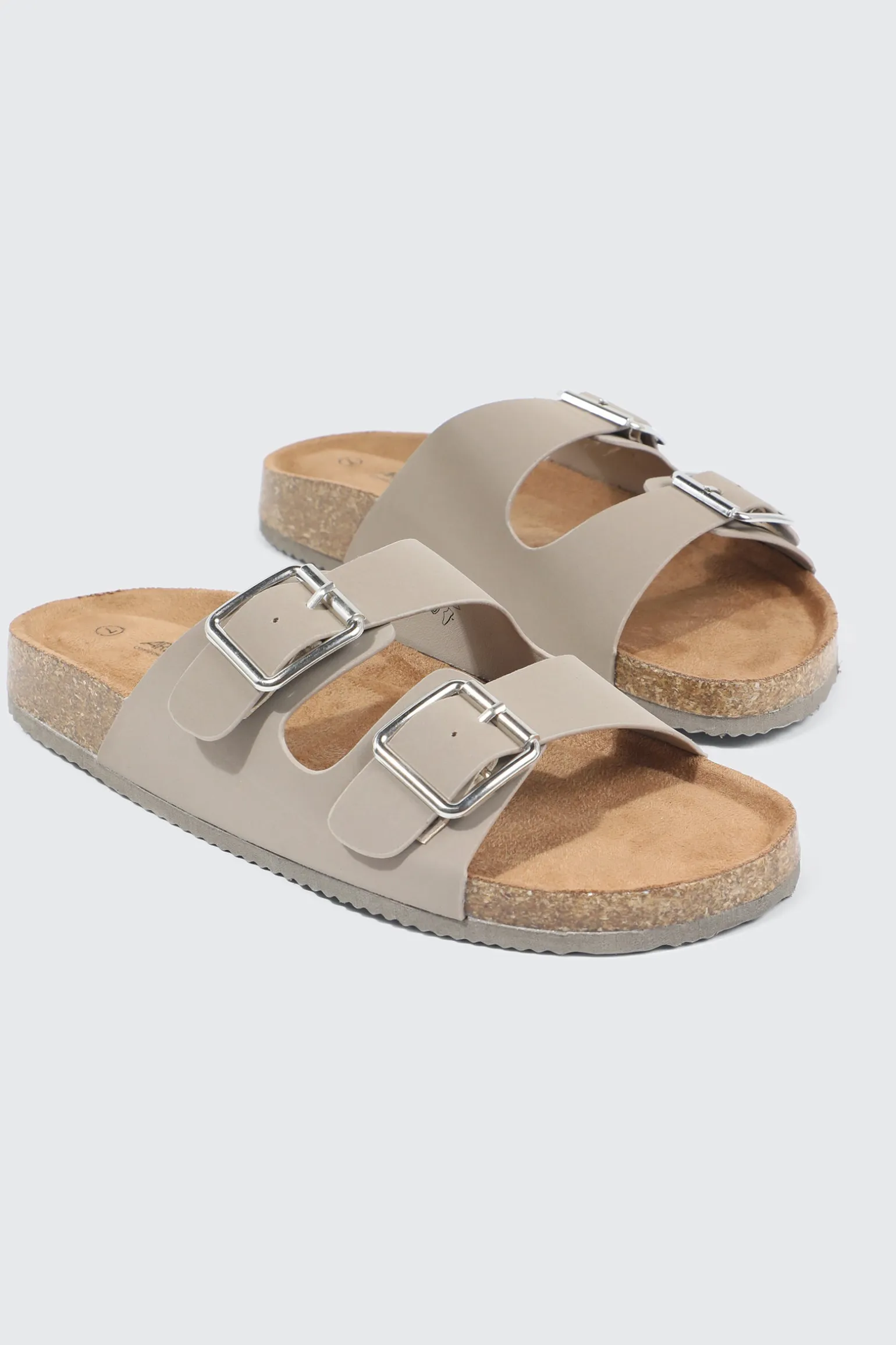 Double Buckle Slide Sandals
