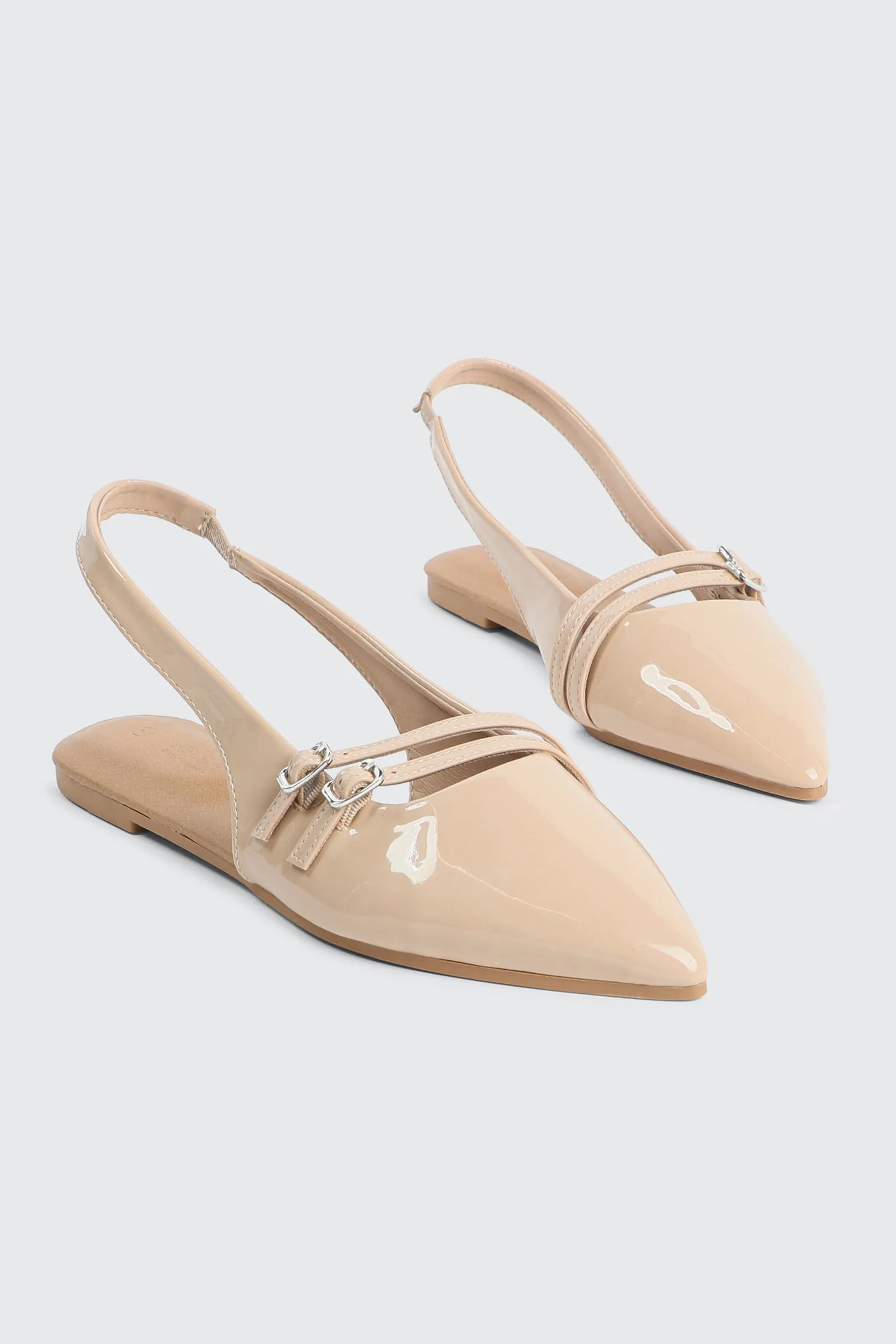 Double Buckle Slingback Flats
