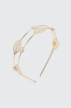 Double Leaf & Pearl Headband