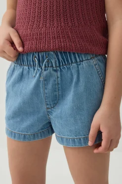 Elastic Waist Denim Shorts