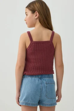 Elastic Waist Denim Shorts