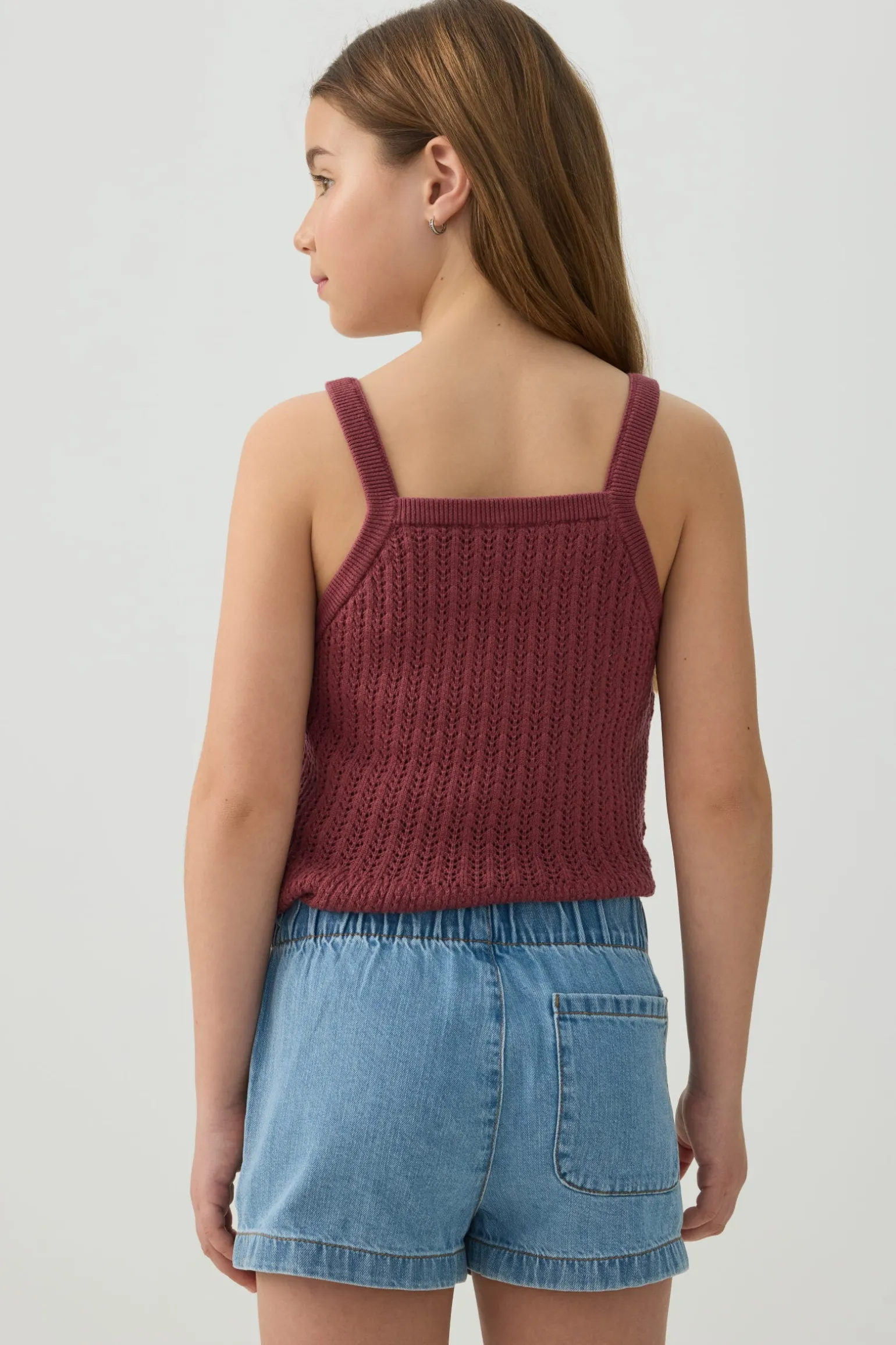 Elastic Waist Denim Shorts