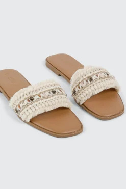 Embellished Raffia Sandals