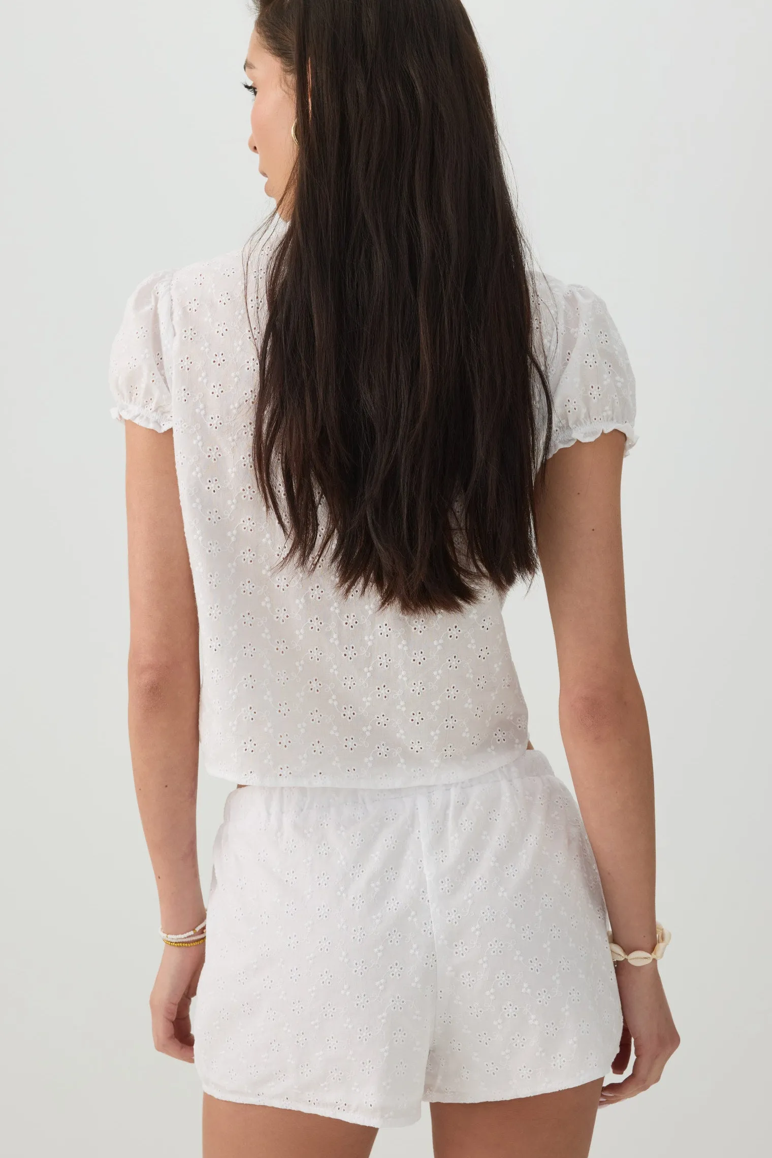Eyelet Drawstring Shorts