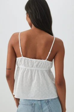 Eyelet Tie Front Cropped Tank