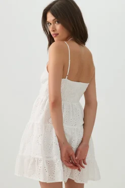 Eyelet Tiered Mini Dress