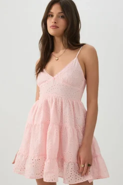 Eyelet Tiered Mini Dress