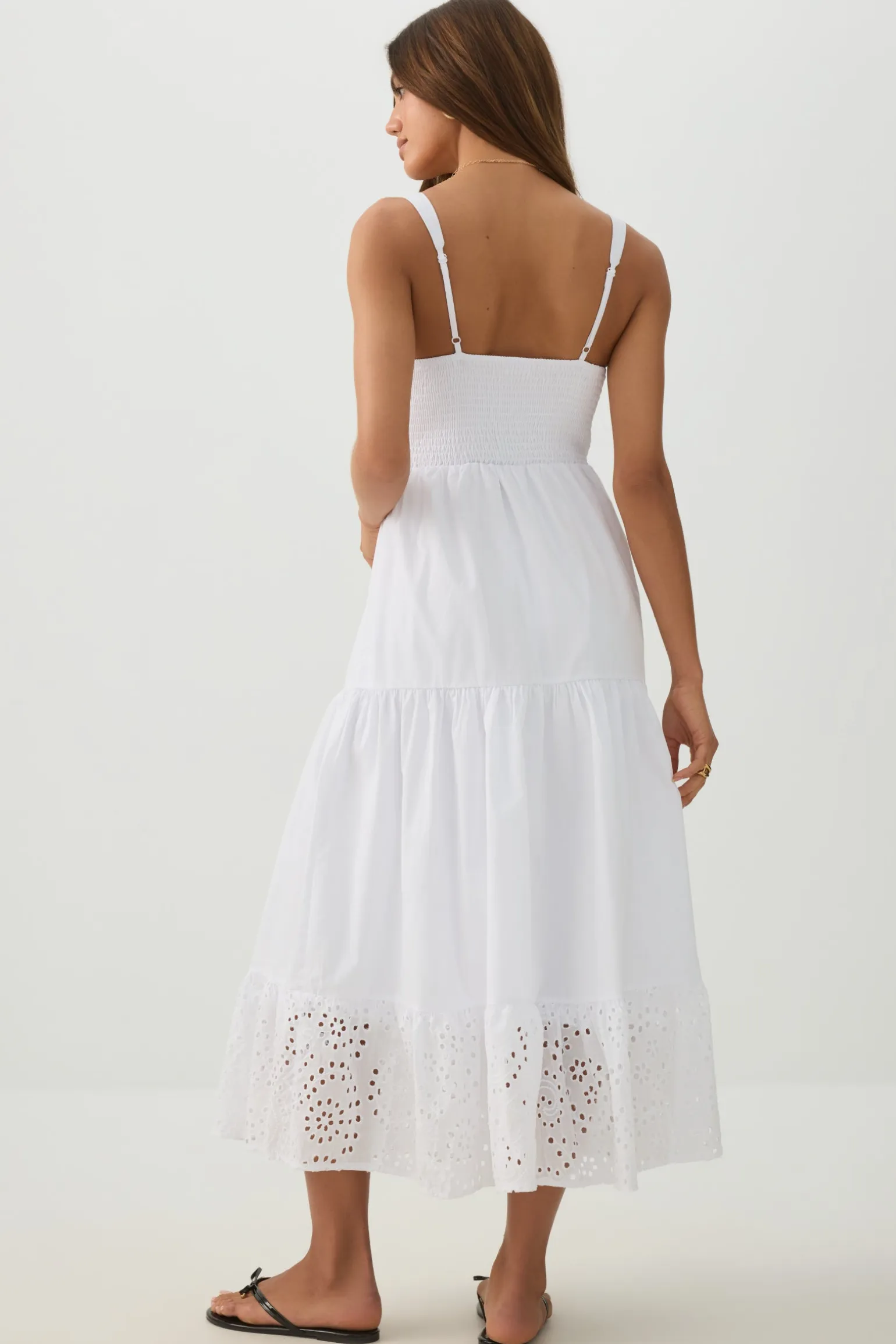 Eyelet Tiered Smocked Maxi Dress