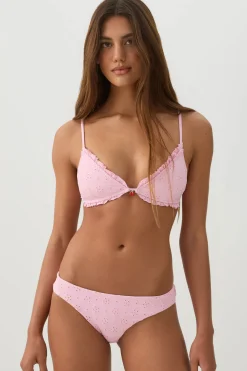 Eyelet Triangle Bikini Top with Charm