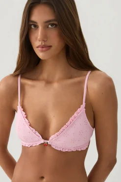 Eyelet Triangle Bikini Top with Charm