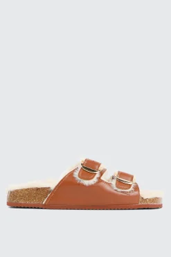 Faux Fur Lined Buckled Sandals
