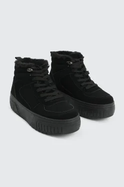 Faux Fur Lined High Top Sneakers