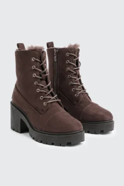 Faux Fur Lined Lace Up Boots