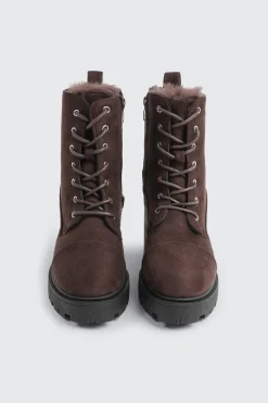 Faux Fur Lined Lace Up Boots