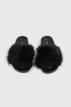 Faux Fur Pool Slides Sandals