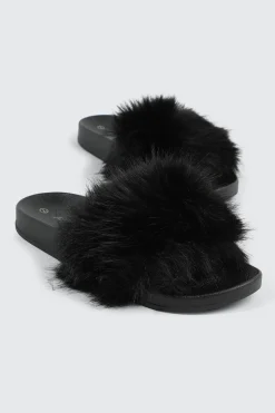 Faux Fur Pool Slides Sandals