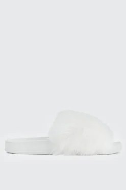 Faux Fur Pool Slides Sandals
