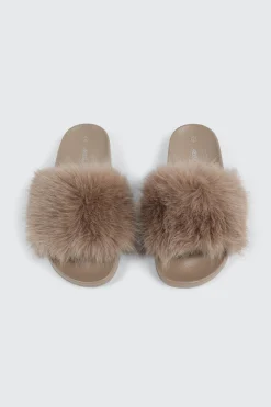 Faux Fur Pool Slides Sandals