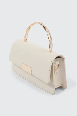 Faux Leather Evening bag with Metal Handle