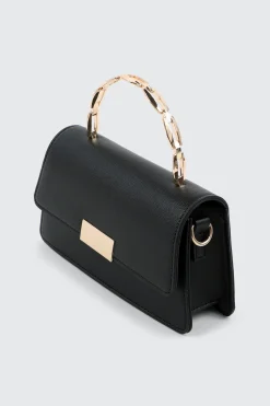 Faux Leather Evening bag with Metal Handle
