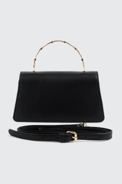 Faux Leather Evening bag with Metal Handle