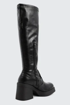 Faux Leather Knee High Boots