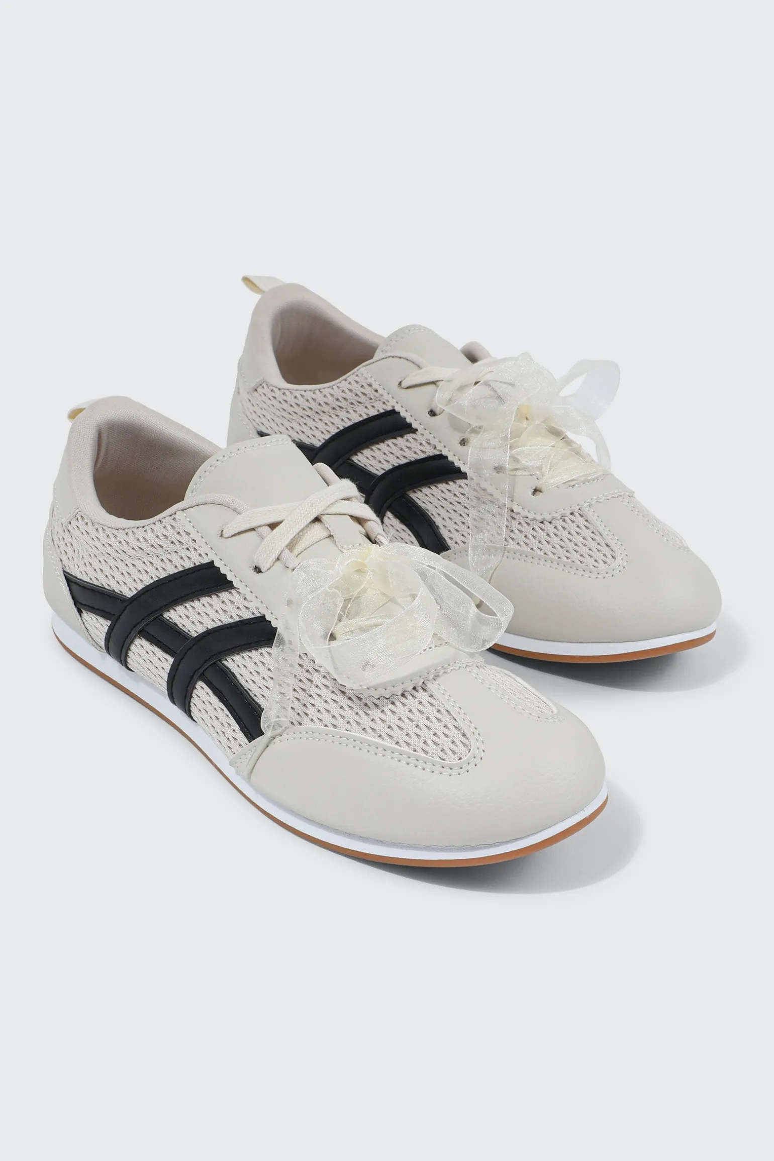 Faux Leather & Mesh Sneakers