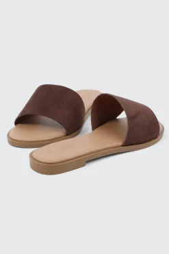 Faux Leather One Band Flat Sandals