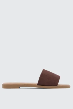 Faux Leather One Band Flat Sandals