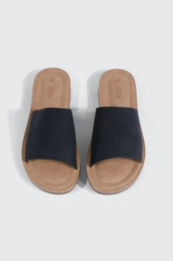 Faux Leather One Band Slide Sandals