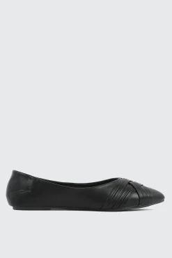 Faux Leather Pointed Toe Ballet Flats