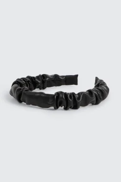Faux Leather Ruched Headband