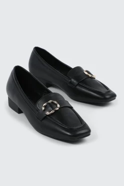 Faux Leather Square Toe Loafers