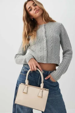 Faux Leather Structured Handbag