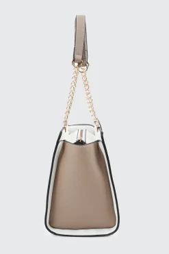 Faux Leather Tote Bag with Chain Straps