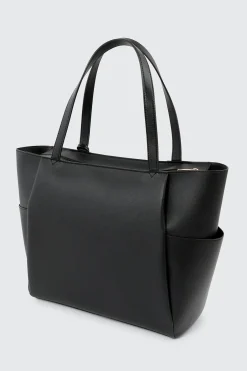 Faux Leather Tote Bag with Padlock Charm