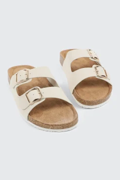 Faux Leather Two-Buckle Sandals