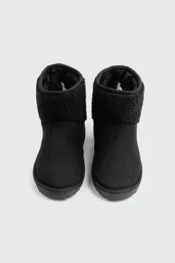 Faux Sheepskin Ankle Boots with Accent Trim