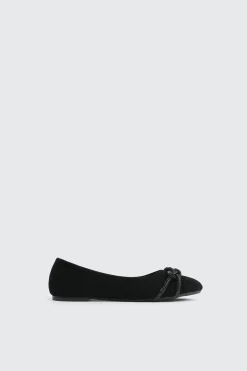 Faux Suede Ballet Flats with Braided Detail