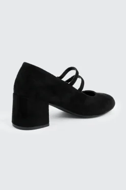 Faux Suede Block Heel Mary Janes