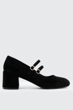 Faux Suede Block Heel Mary Janes
