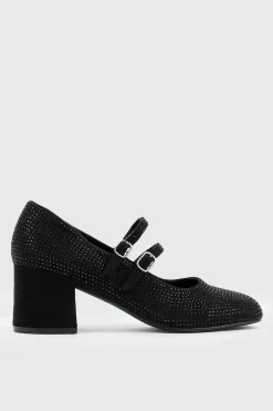 Faux Suede Block Heel Mary Janes