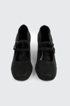 Faux Suede Block Heel Mary Janes
