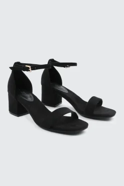 Faux Suede Block Heel Sandals