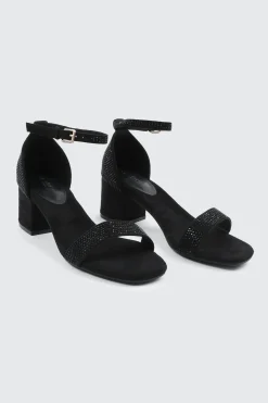 Faux Suede Block Heel Sandals