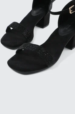 Faux Suede Block Heel Sandals