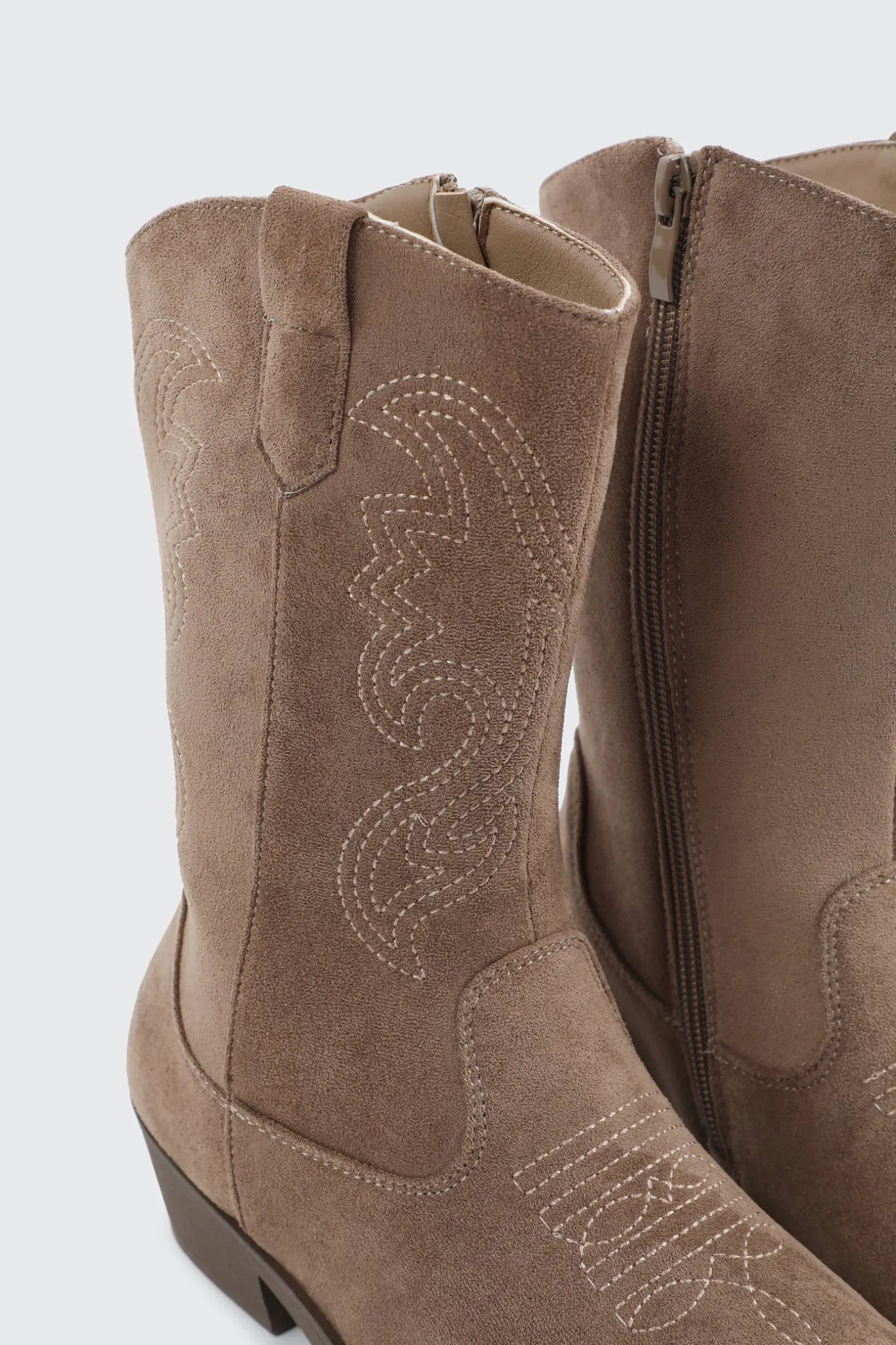 Faux Suede Embroidered Boots