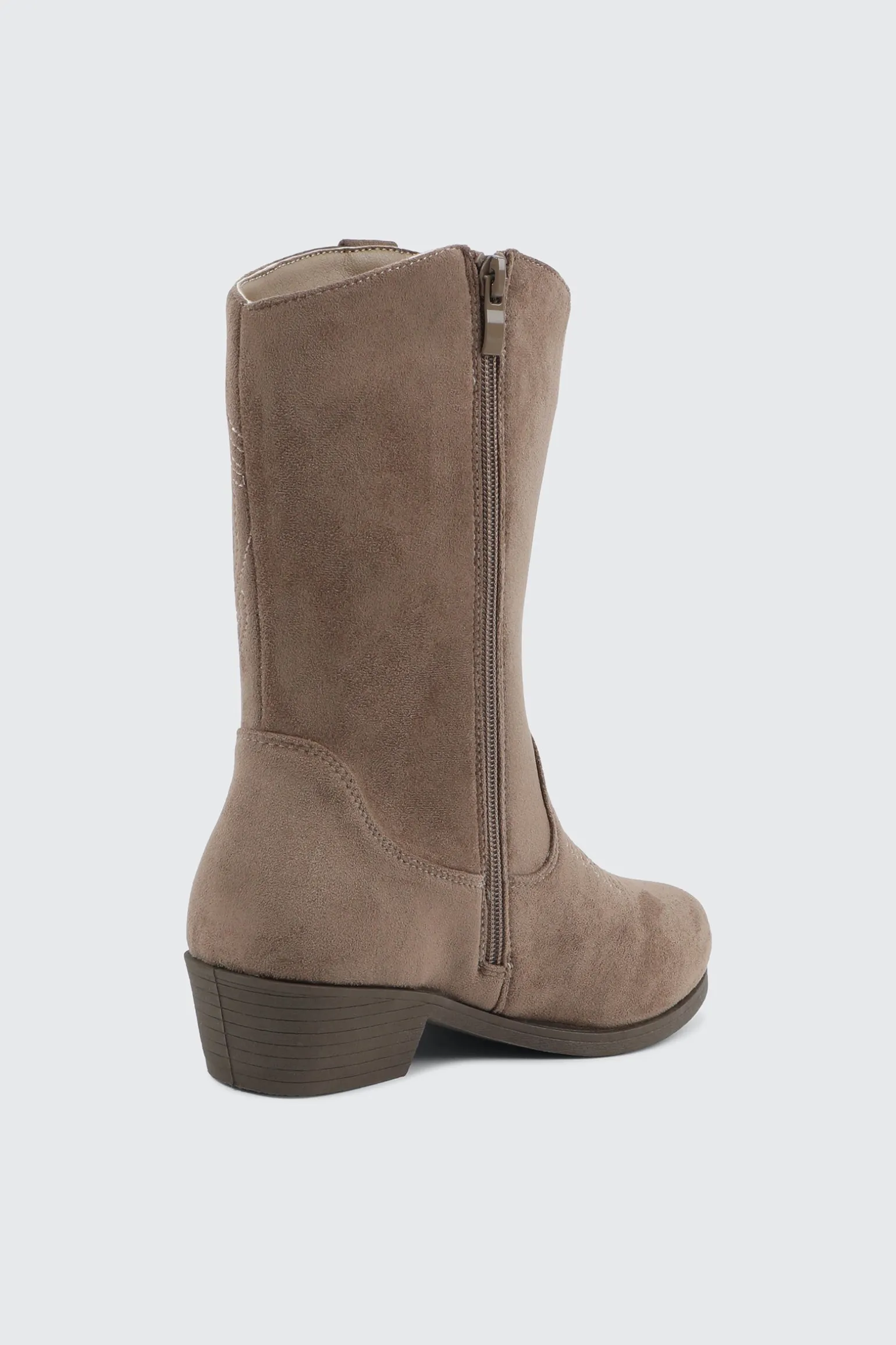 Faux Suede Embroidered Boots