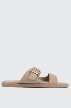 Faux Suede Flat Sandals
